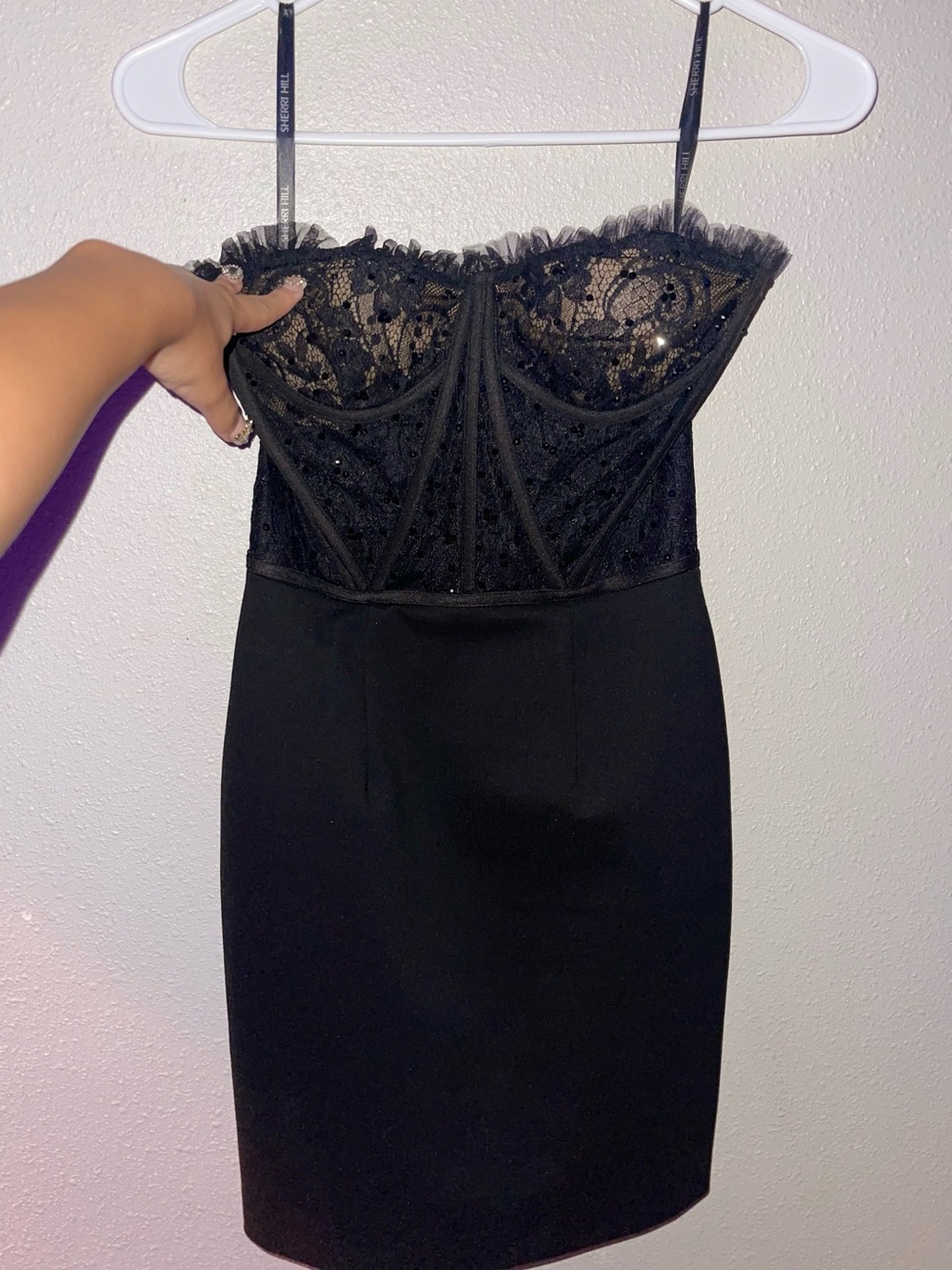 Strapless Black Sherri hill cocktail dress